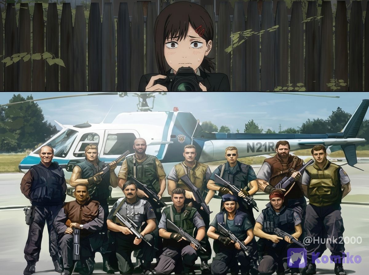 Kobeni took a photo as a keepsake for the entire S.T.A.R.S. team.