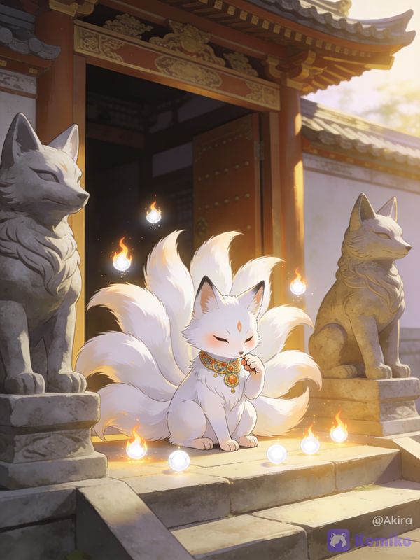 Cute 9 Tail Kitsune 🦊⚪️