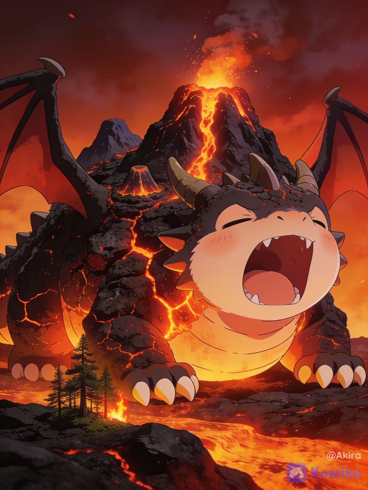 Cute Dragon 🌋☄️🔥 (Volcano)