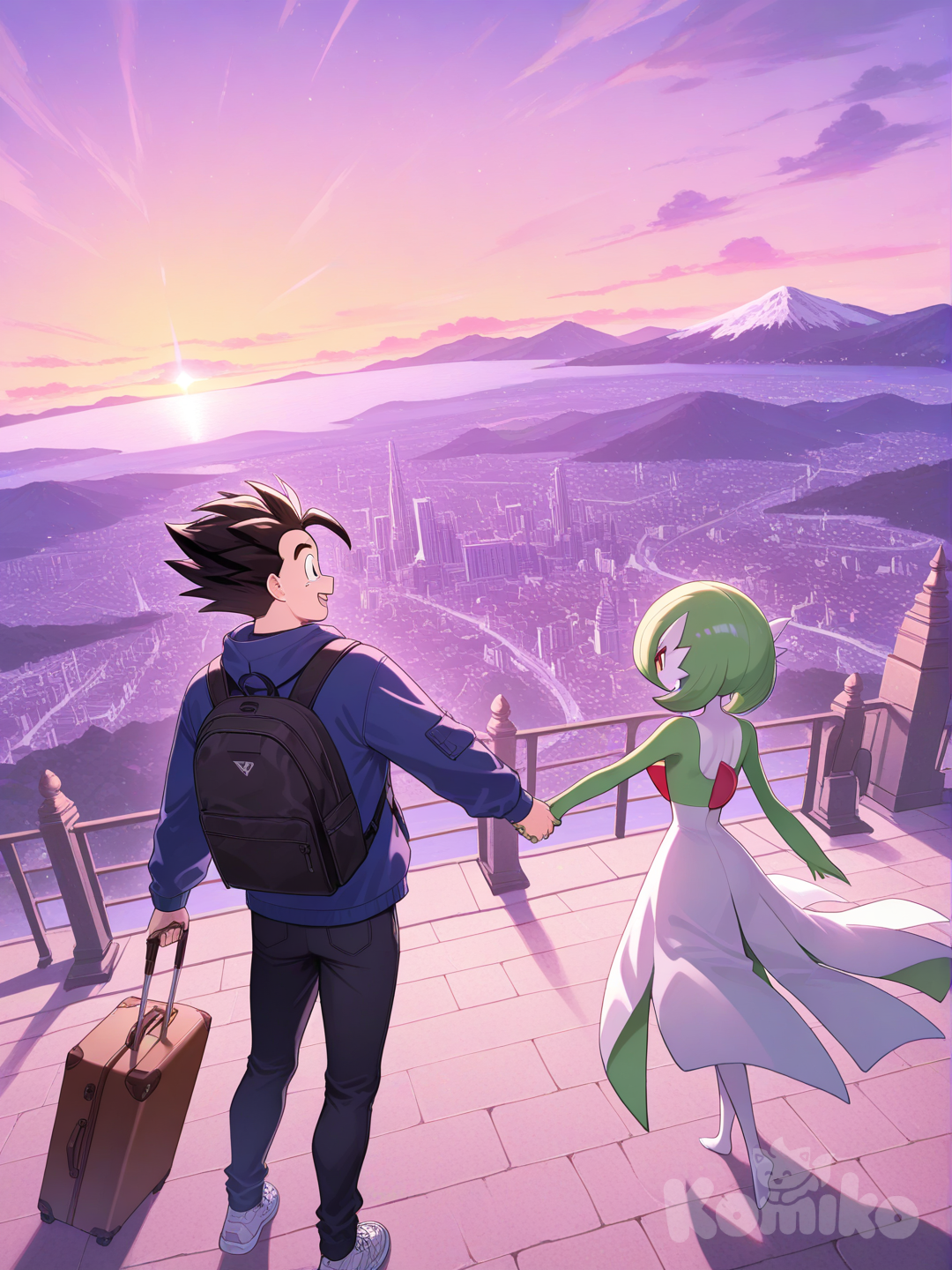 Gohan y gardevoir viajando alrededor del mundo