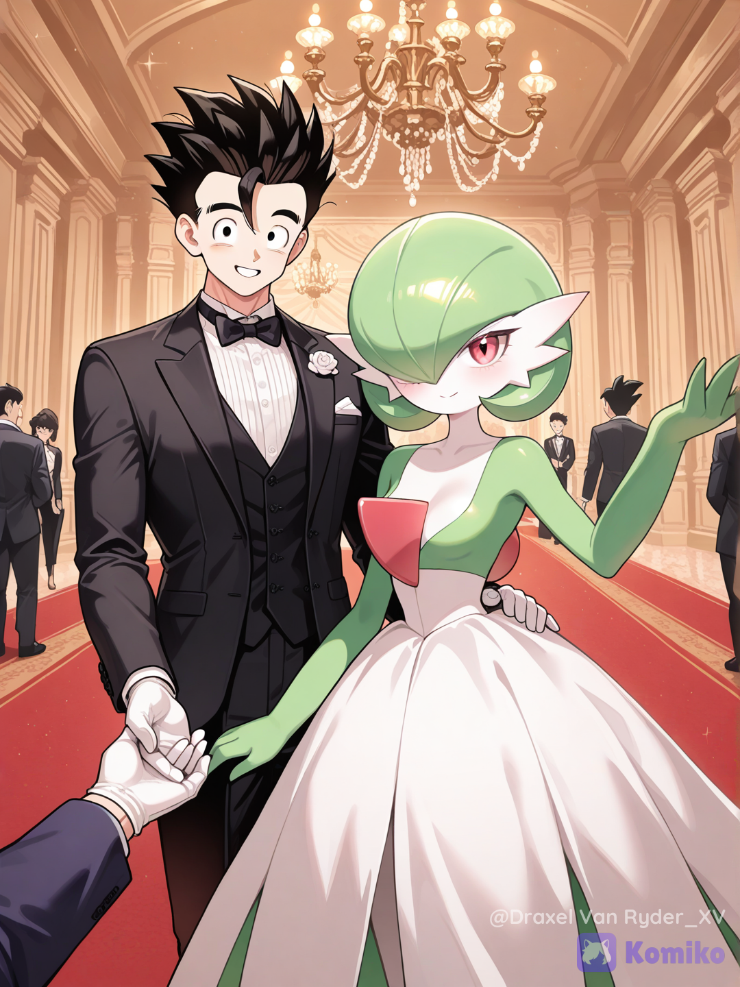 Gohan y Gardevoir, invitados a una fiesta elegante