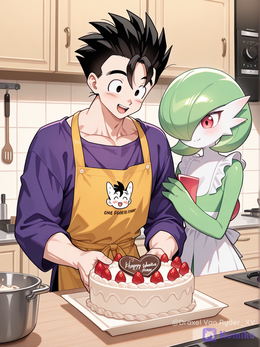 Gohan y Gardevoir, preparan un rico pastel horneado
