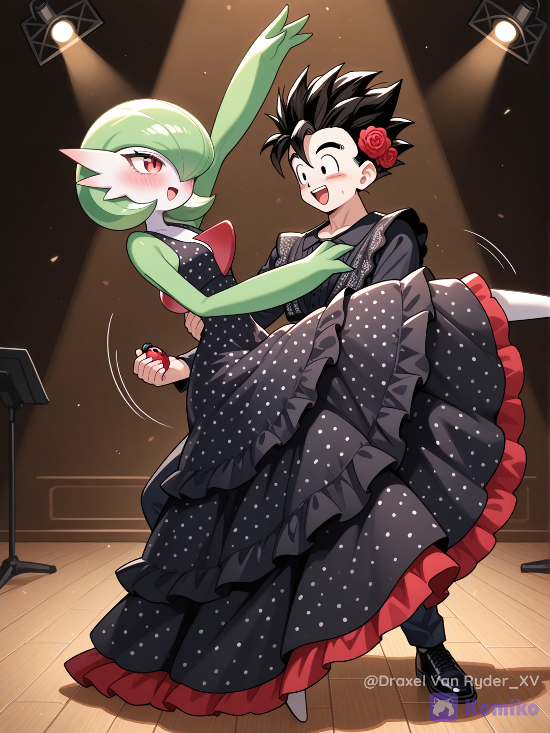 Gohan y Gardevoir bailando flamenco
