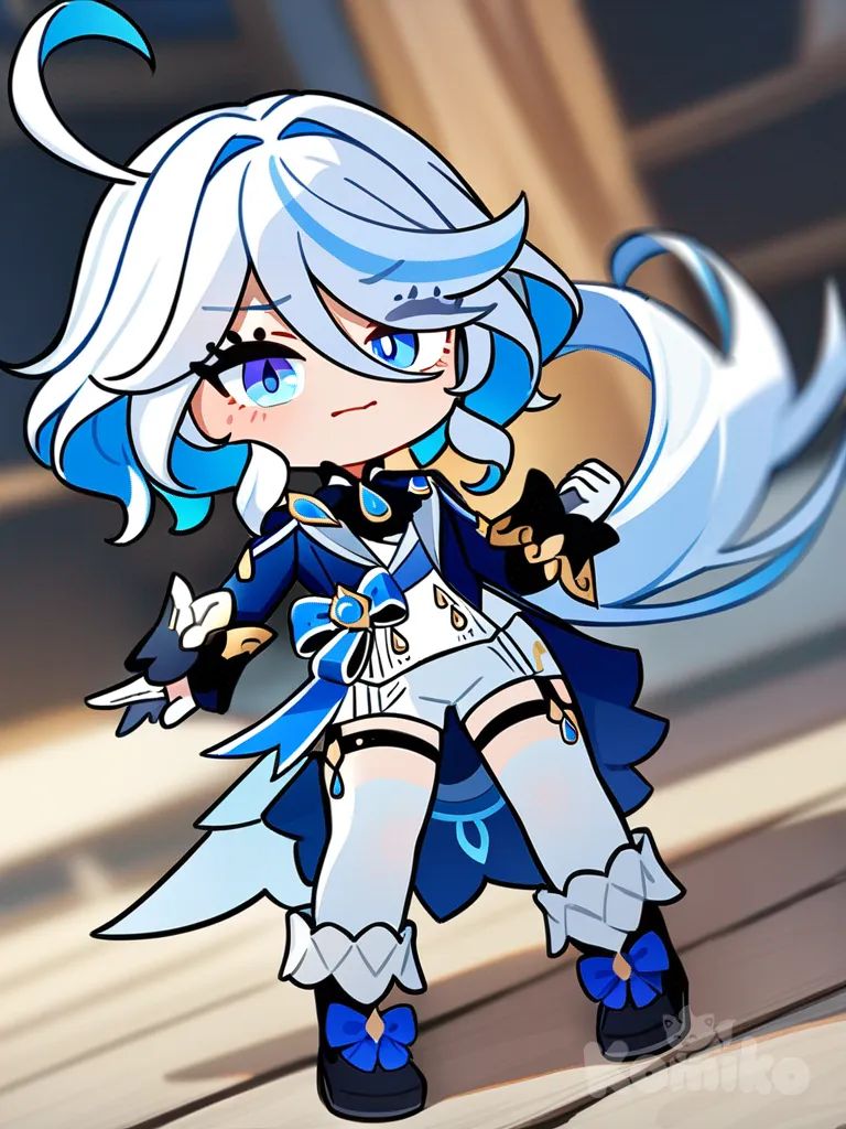 1girl, Furina (Genshin Impact), Stand up straight , chibi