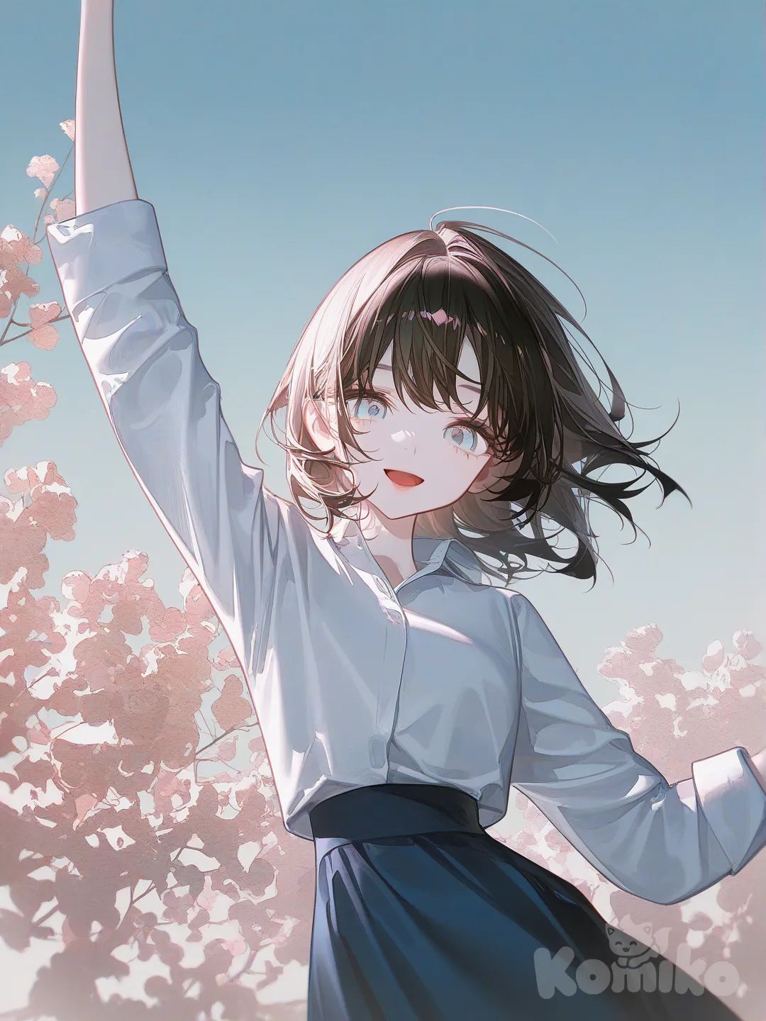 girl waving