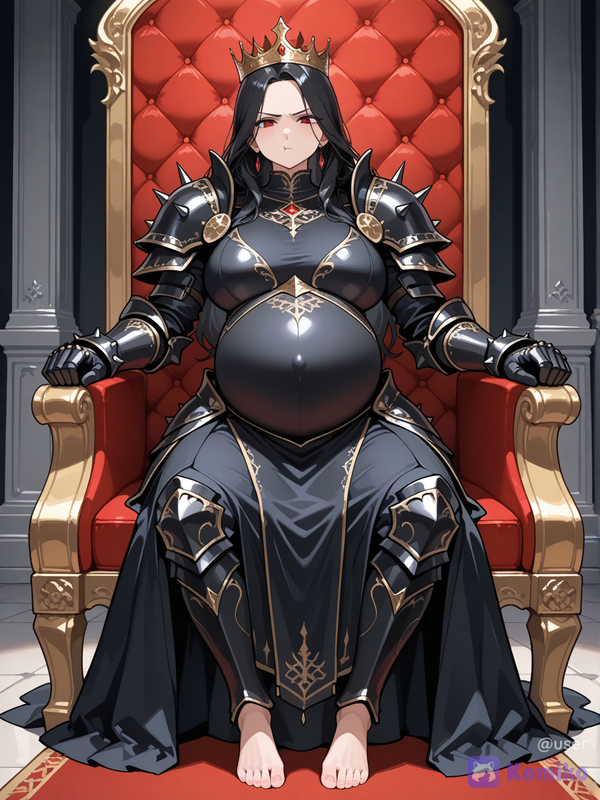 Pouting pregnant queen