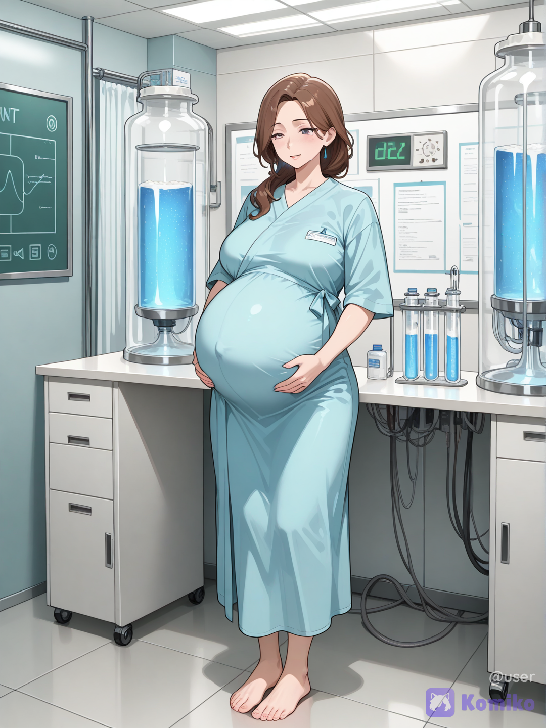 Pregnant lab woman