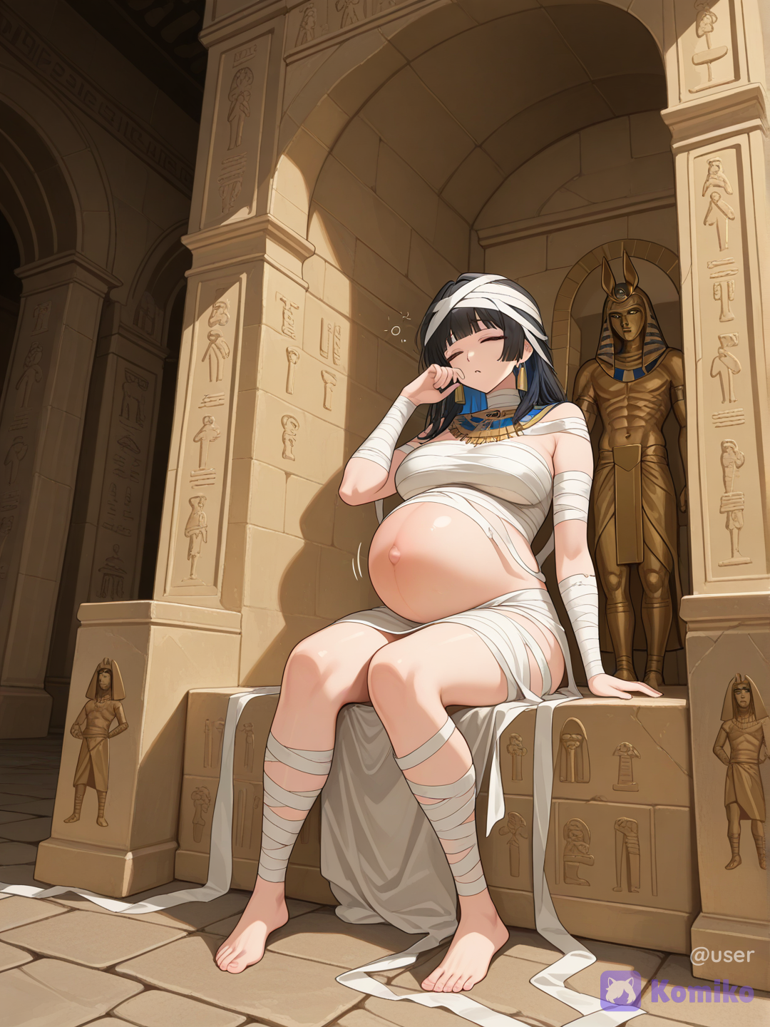 Sleepy pregnant mummy