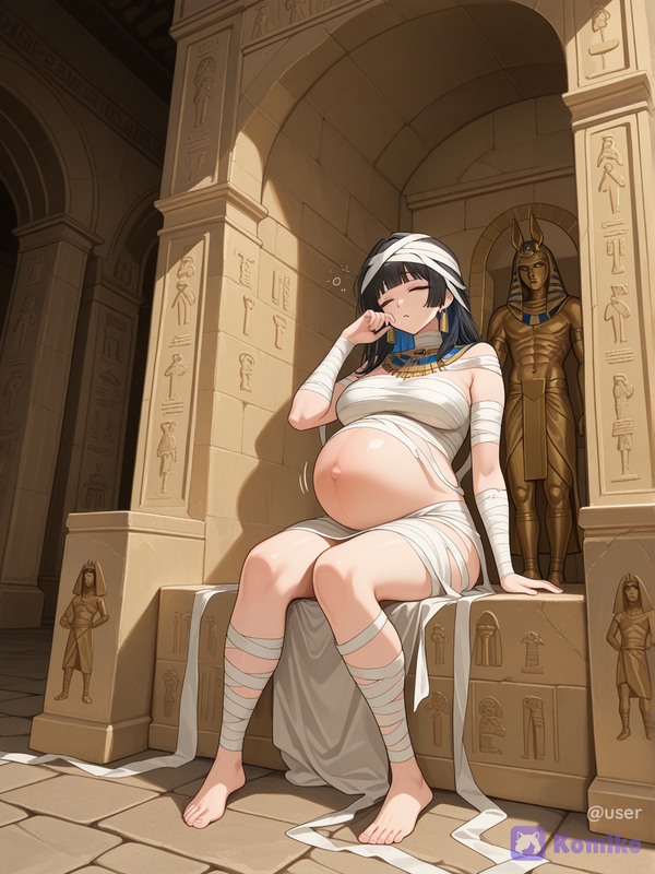 Sleepy pregnant mummy