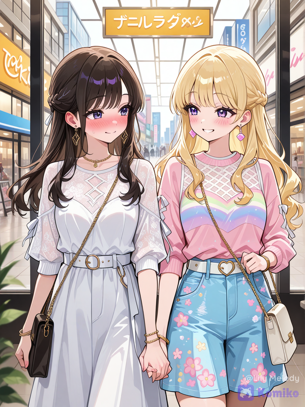 College girlfriends shopping together