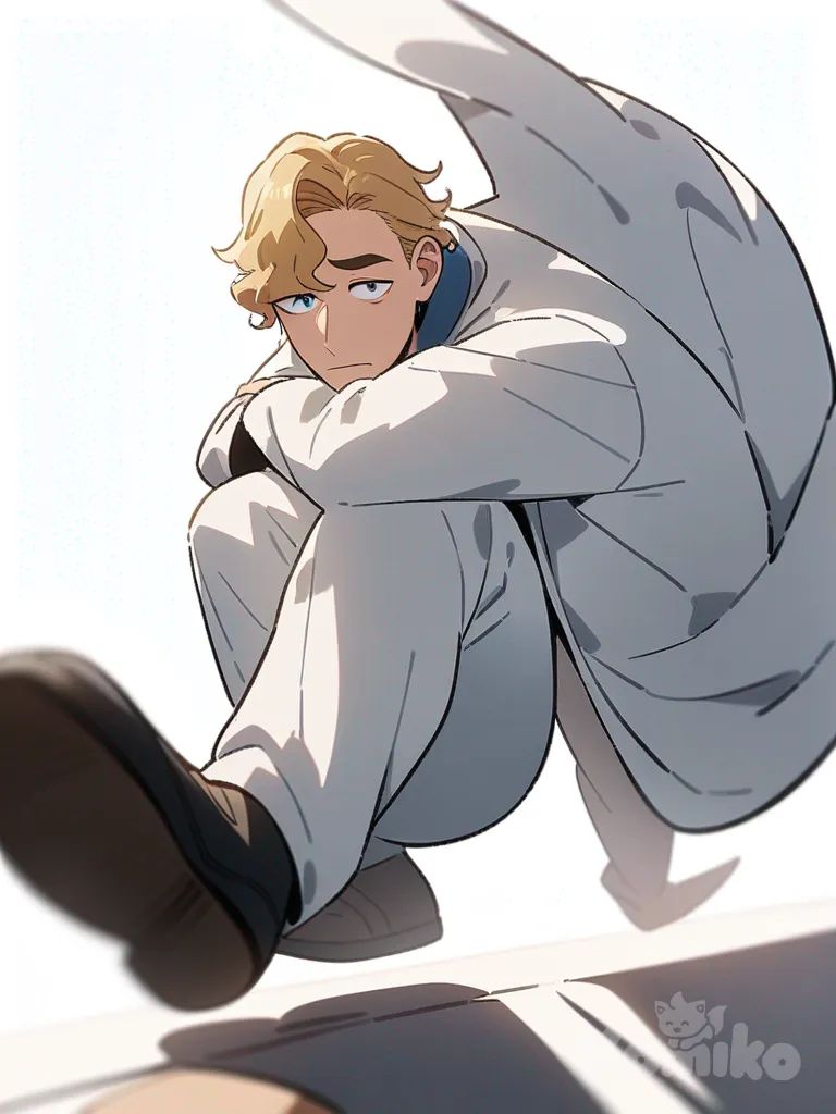 1boy, harvey harvington, single character, full body, looking at viewer, anime style, simple background, white background