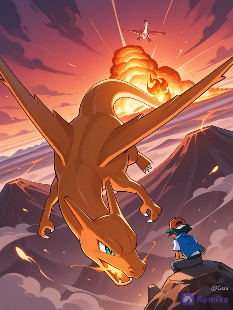 Ash voando com Charizard! 🔥🐉