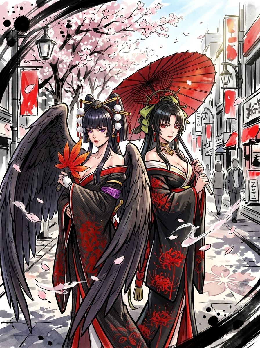 Nyotengu & Hotori 🖤❤️