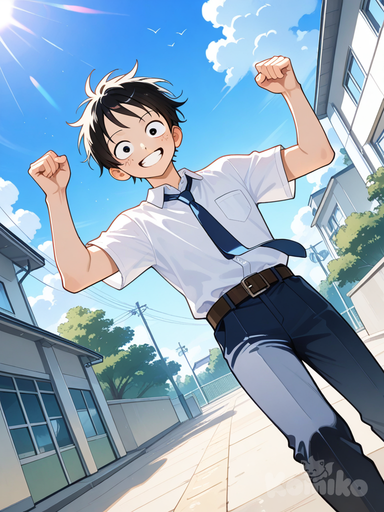 Luffy is at school