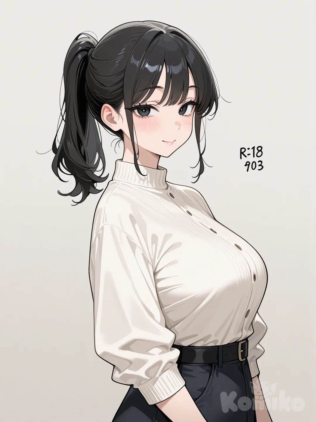 Japanese woman, ponytail