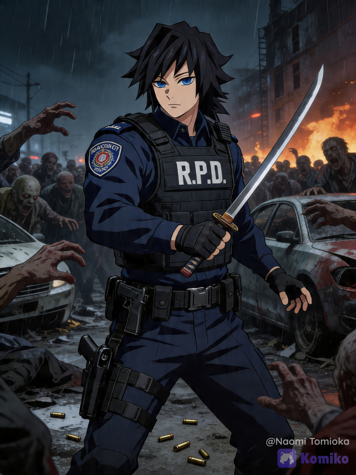 Tomioka Giyu in Resident Evil.