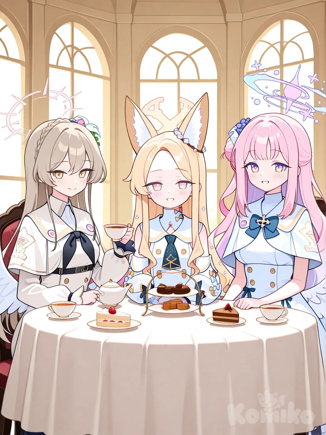 mika (blue archive), nagisa (blue archive), seia (blue archive), tea party