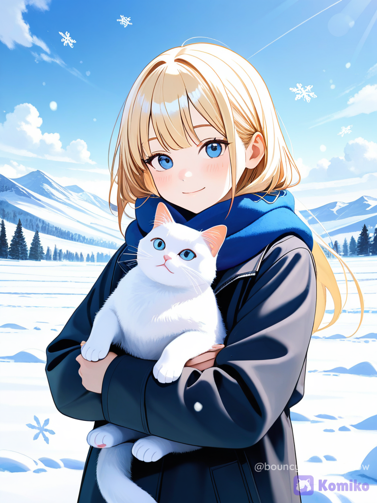 Beautiful Girl with Cat