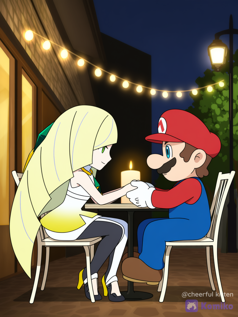 Mario x Lusamine. cita en cafeteria