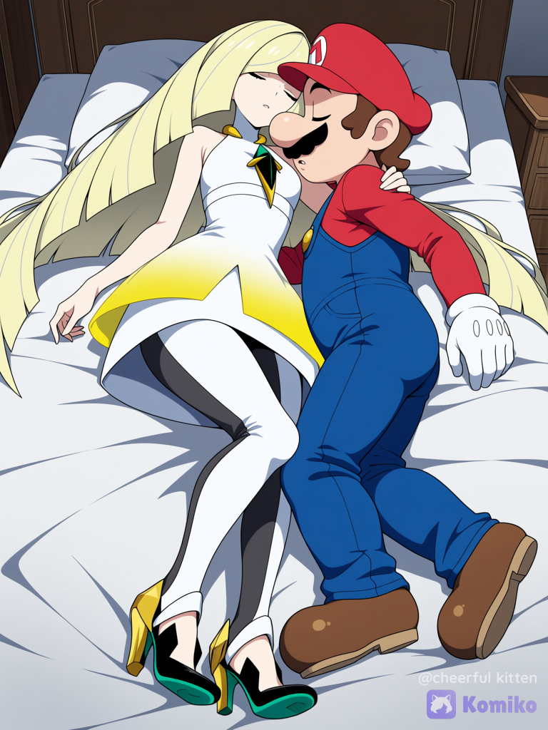 Mario y Lusamine descansando después de un largo día