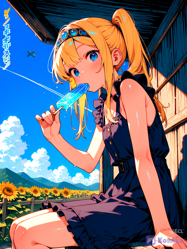 under a blazing blue sky.