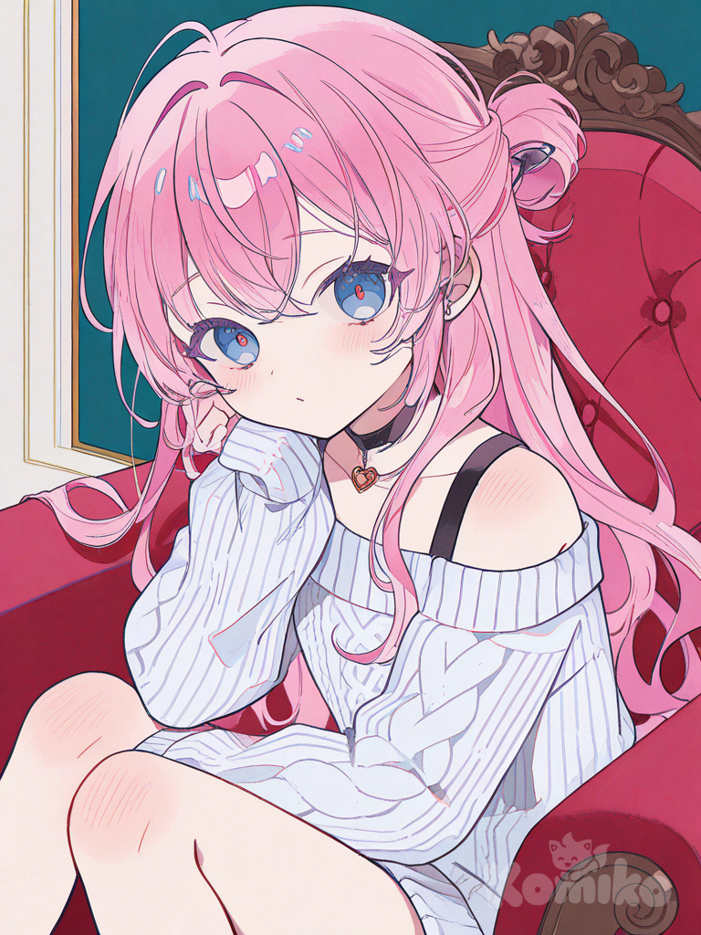 Cute pink hair girl