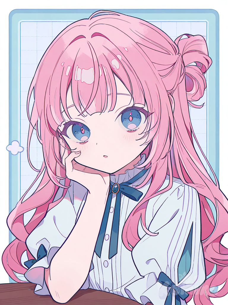 Cute pink hair girl
