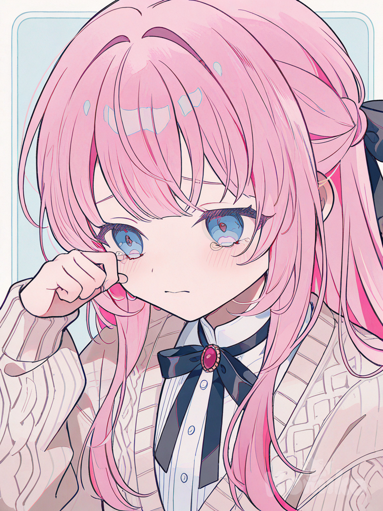 Cute pink hair girl