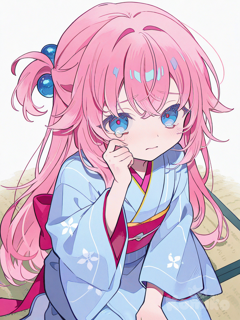 Cute pink hair girl