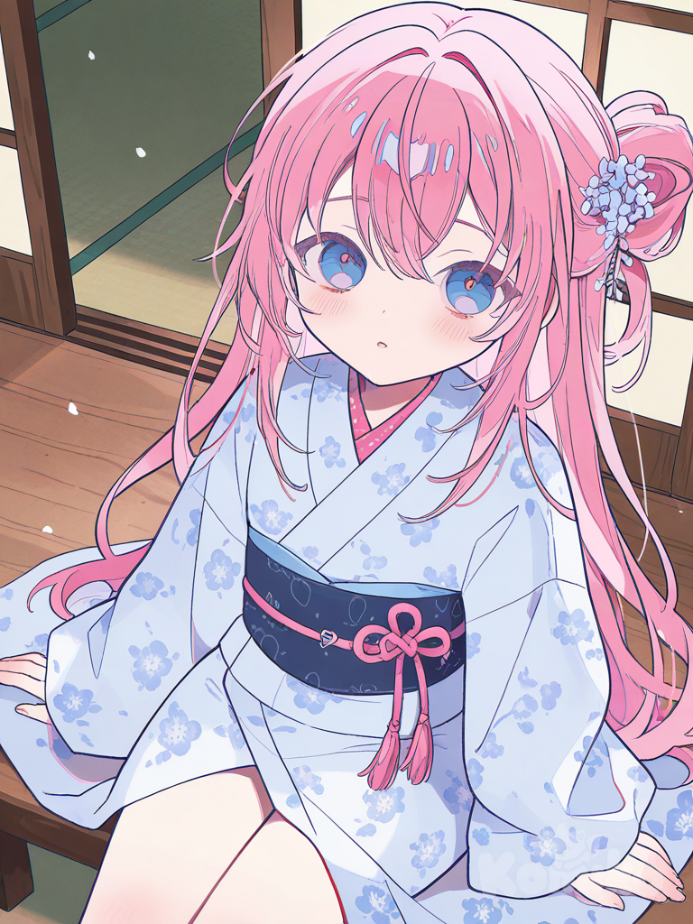 Cute pink hair girl