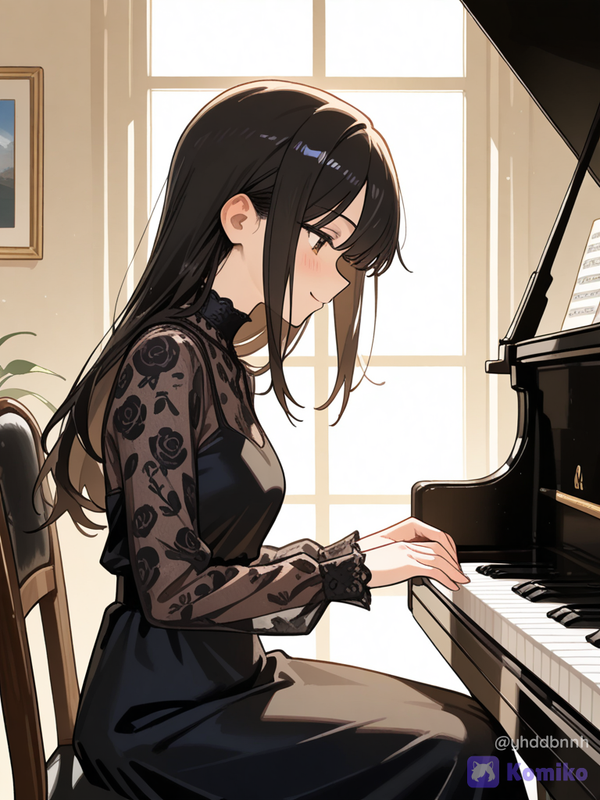 Menina tocando piano