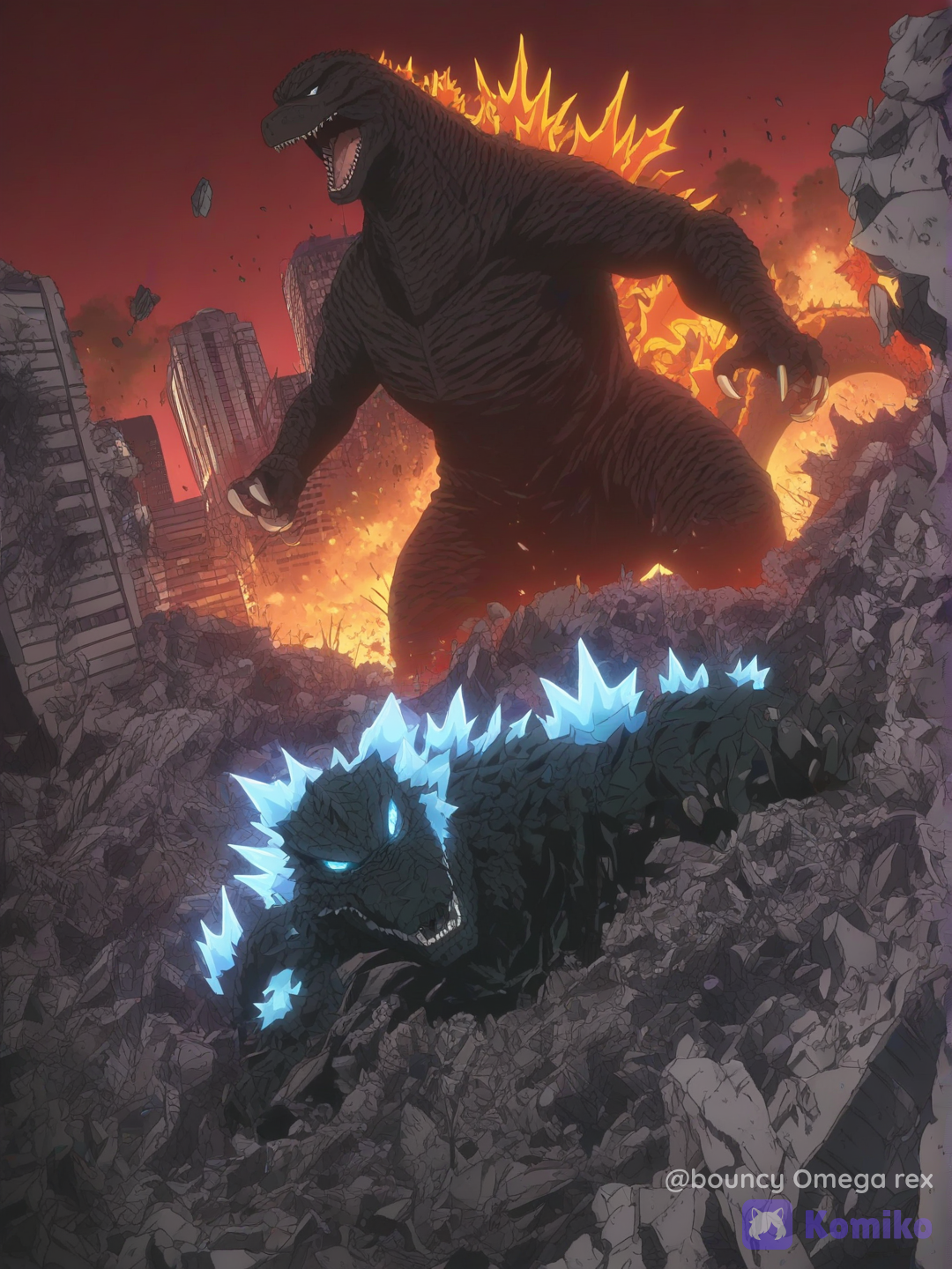 Godzilla burning