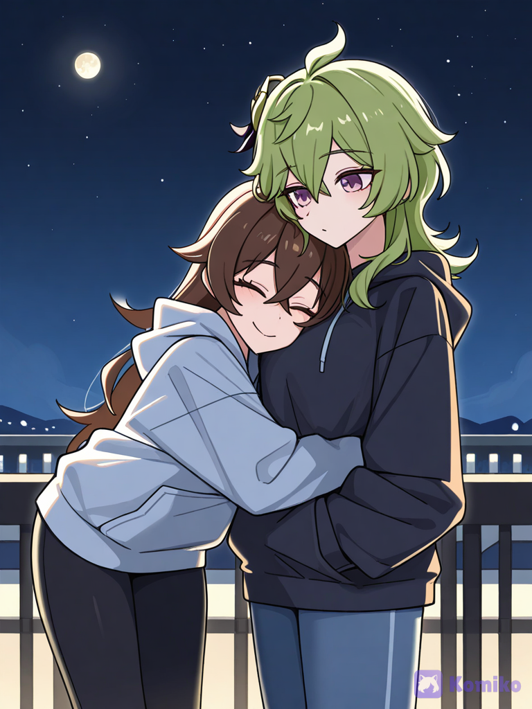 Коллеи и Амбер под луной 🌙