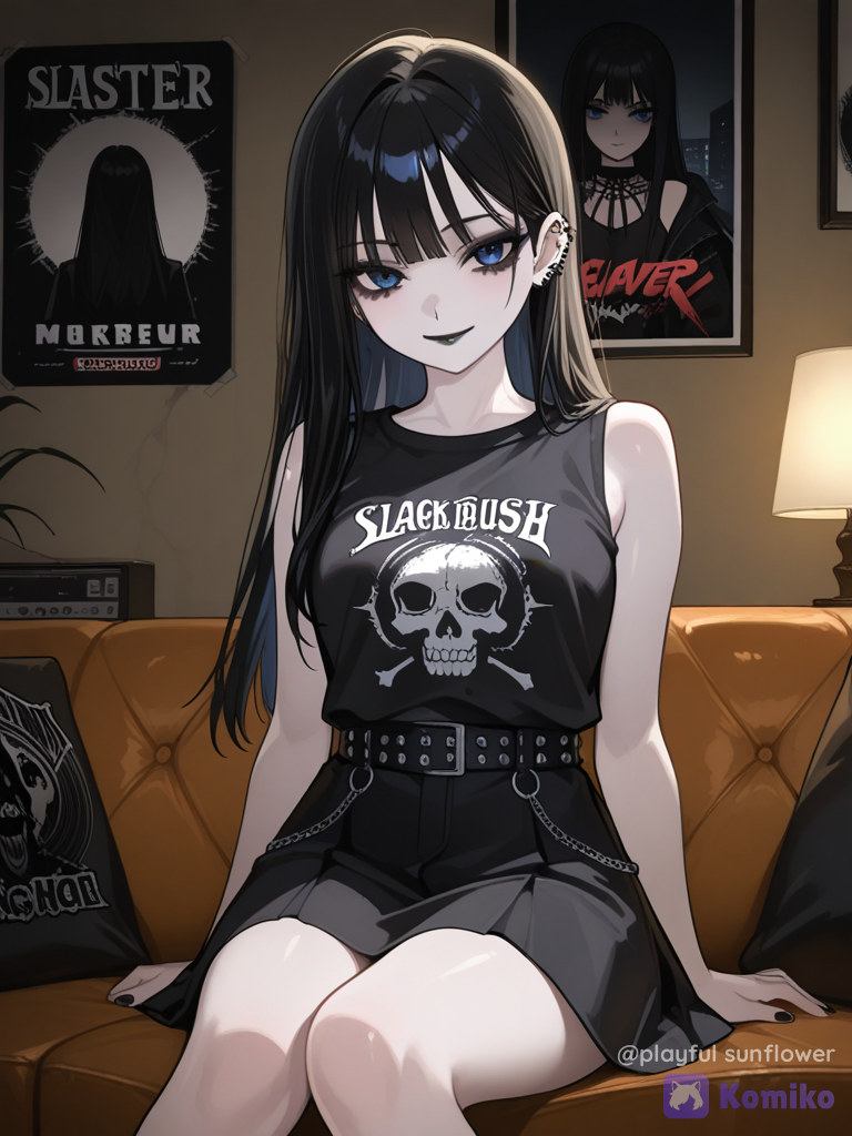 Black metalhead girl