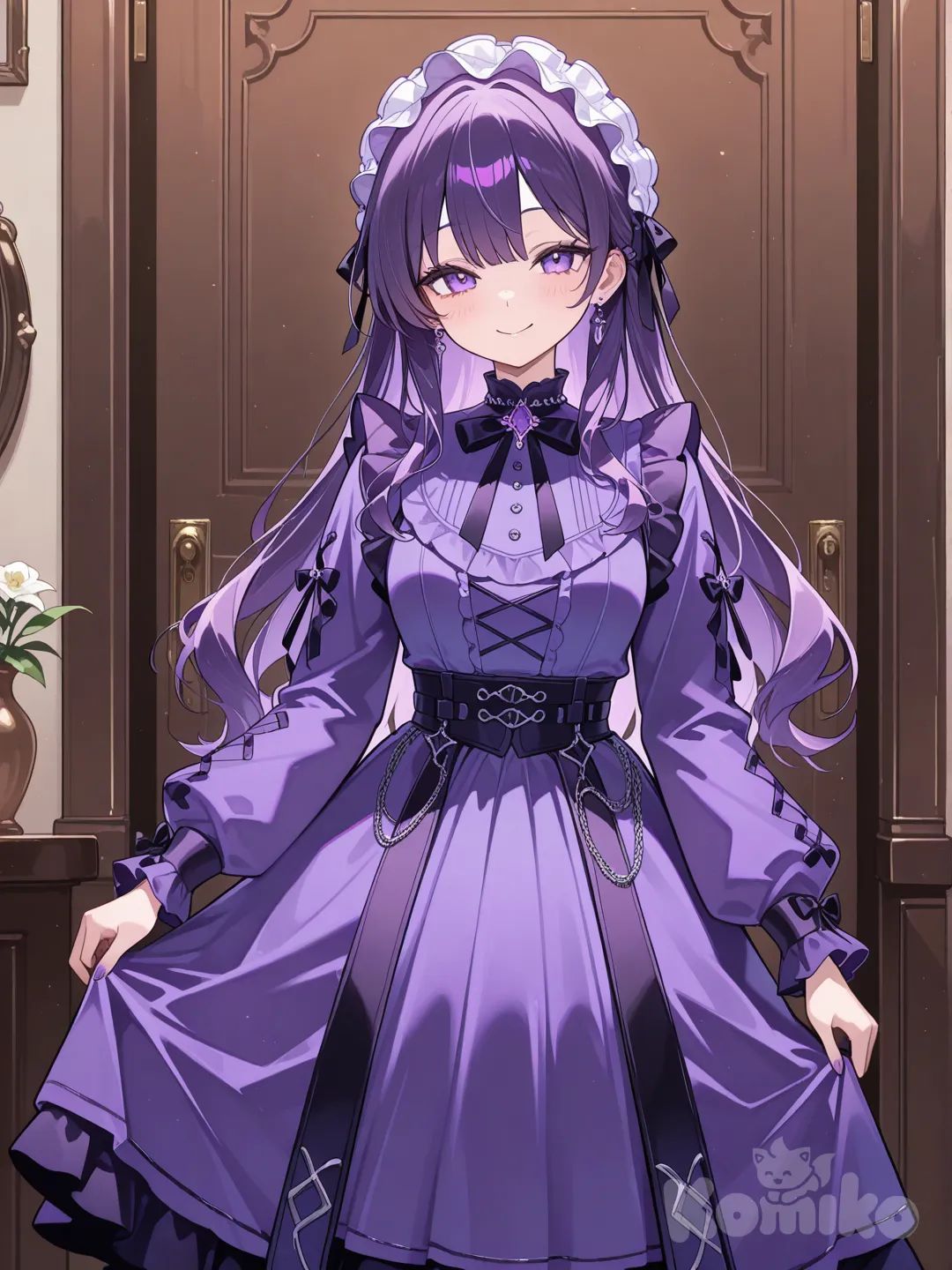purple dress lady