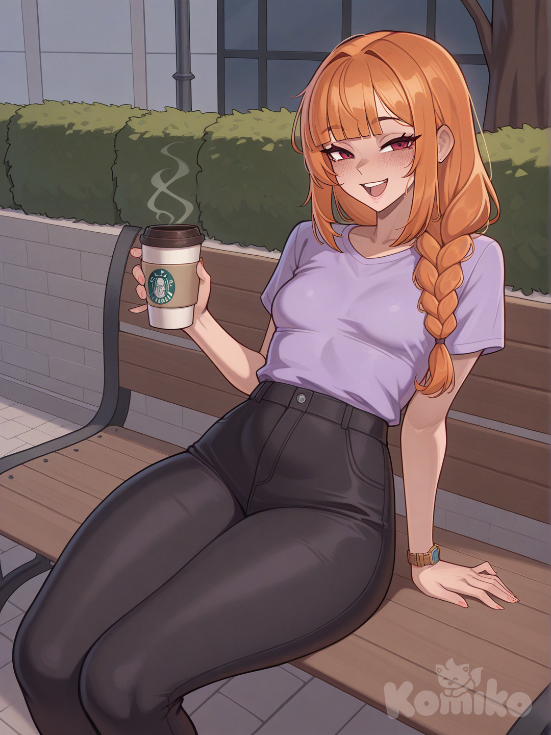 Uzuki Sakura chilling in a bench