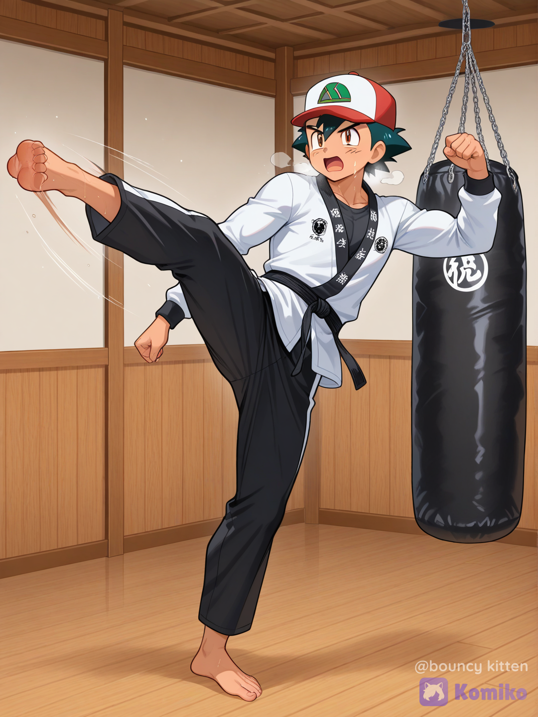Ash trains before battle