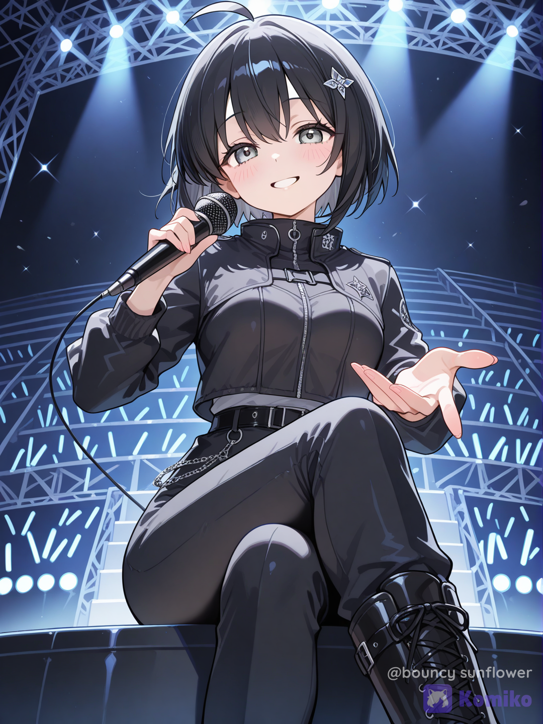 Maple as a singer on the stage