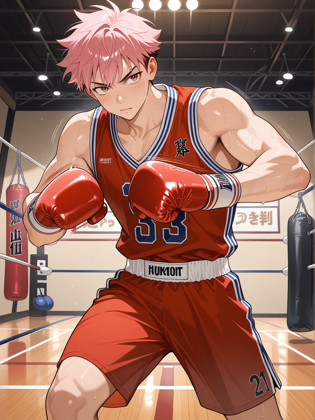 Itadori trains in boxing at the club after school.