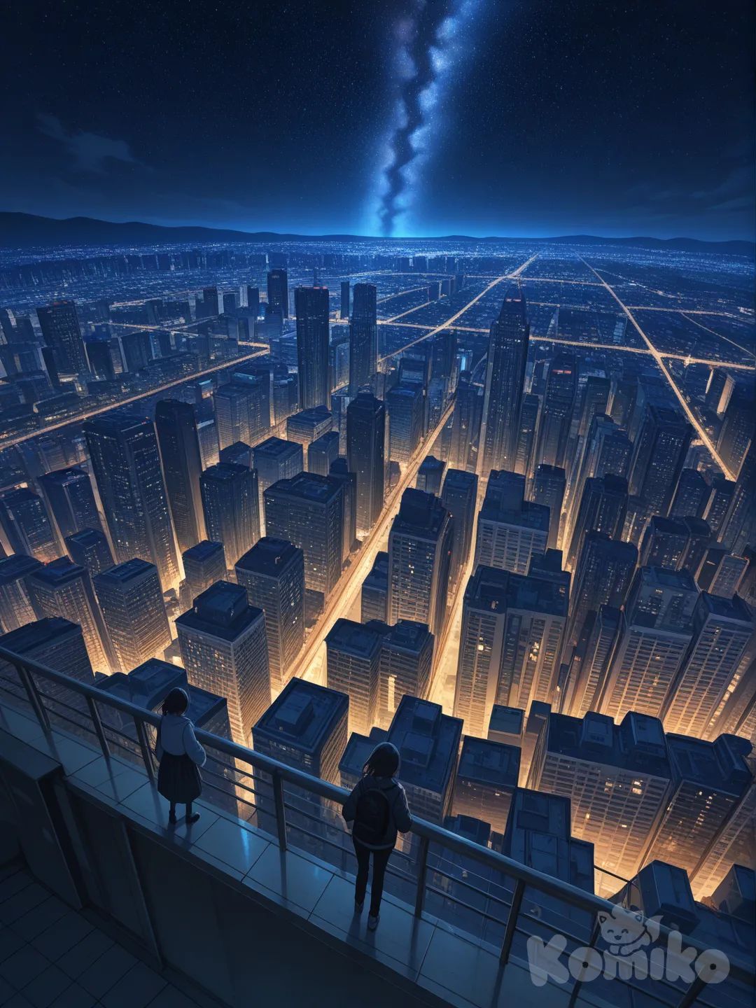 Nighttime skyline view