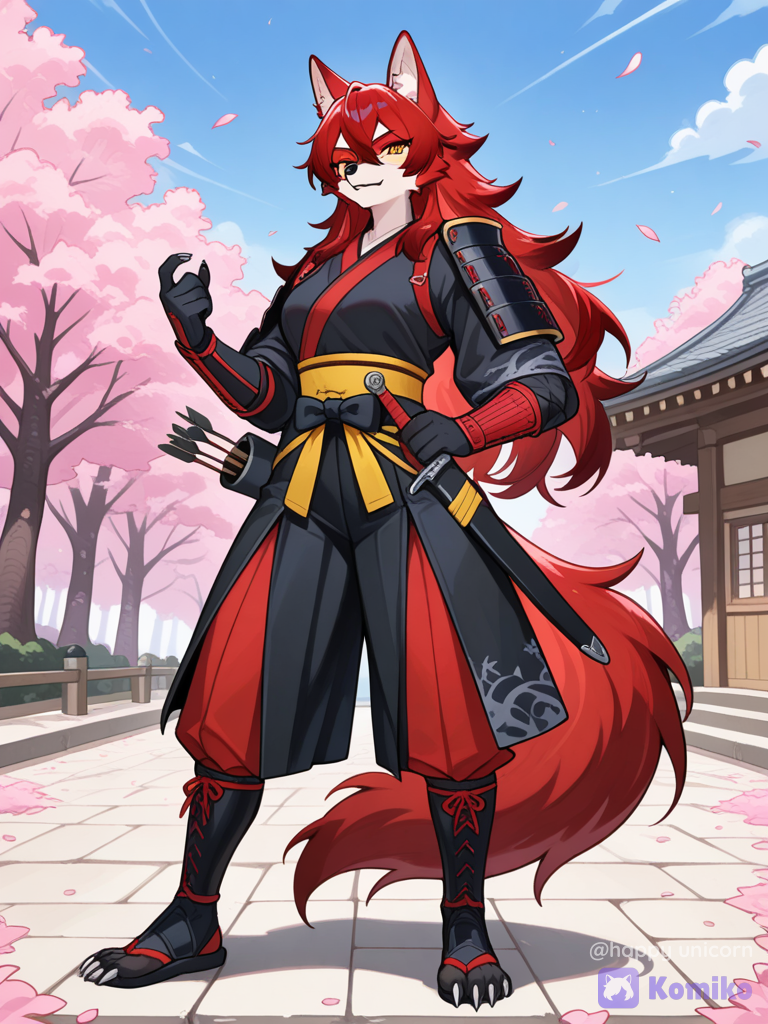 Red Wolf in Sakura 🌸🐺