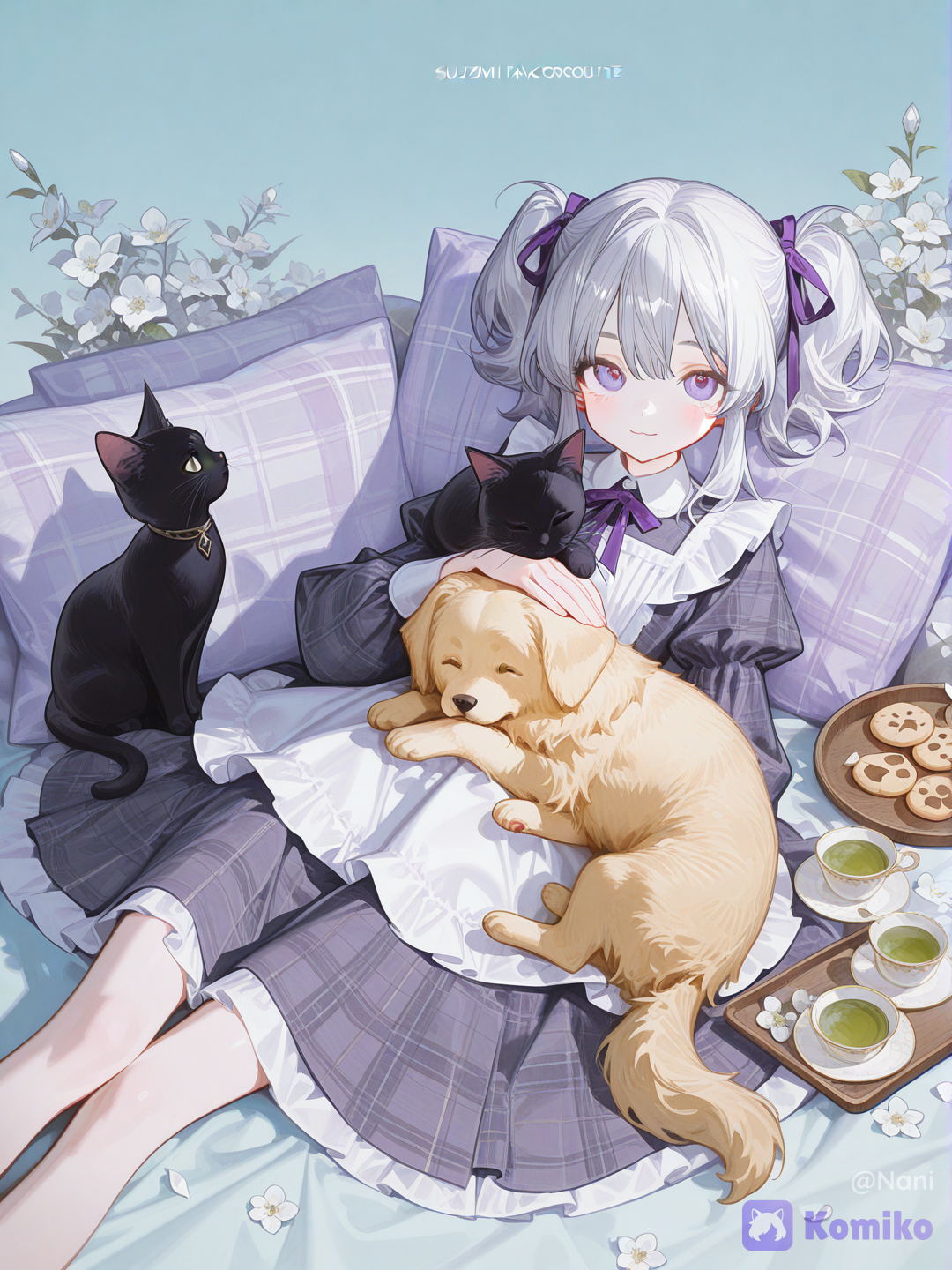 Whisper with her cat Albus and her beautiful dog Duna