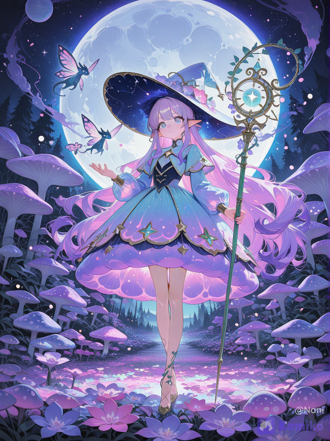 aesthetic elf in beautiful flower paradise