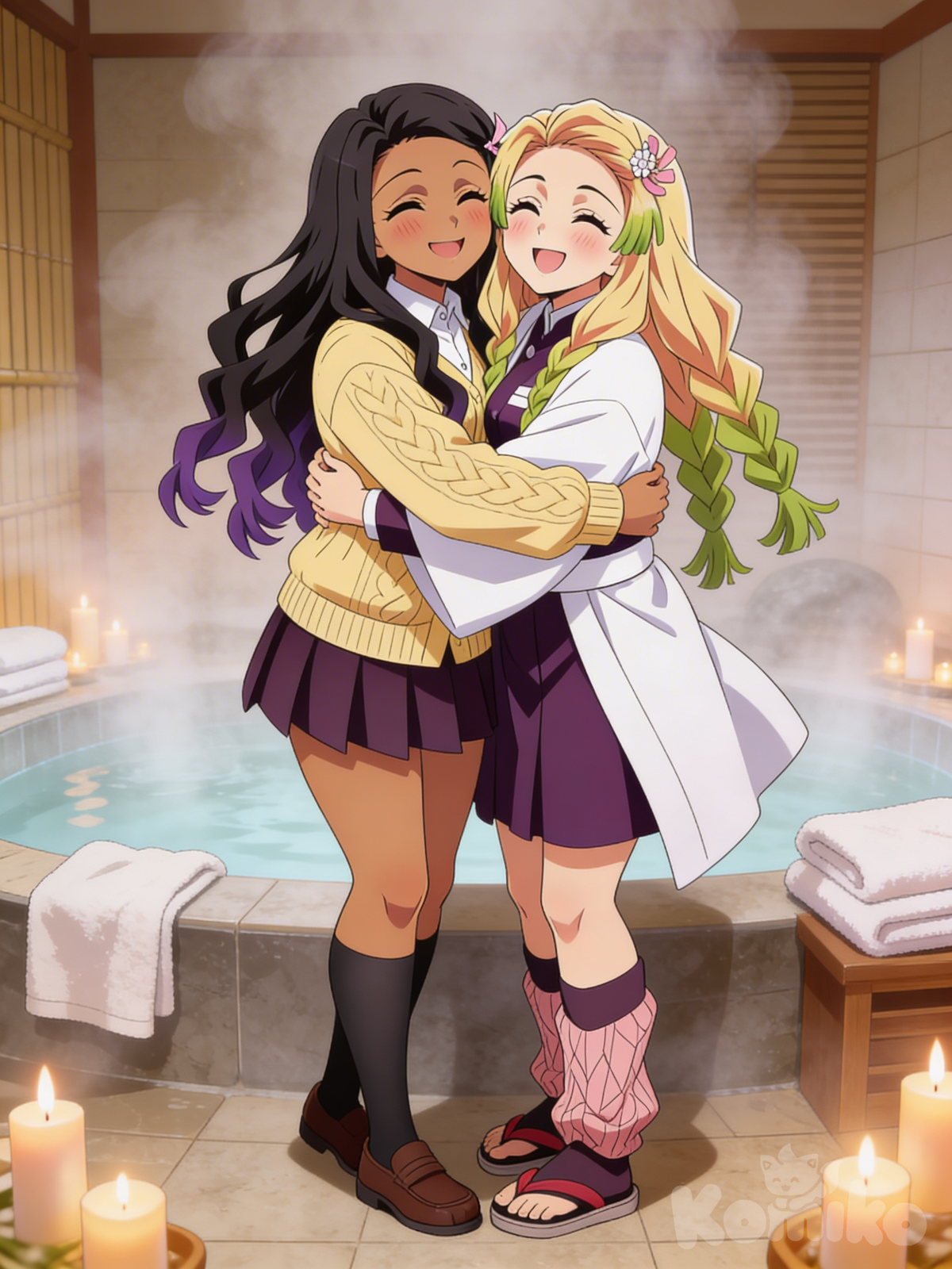 Me and Nezuko_fan's Ocs hugging