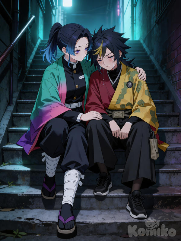 Lu comforting Giyu after Shinobu's death