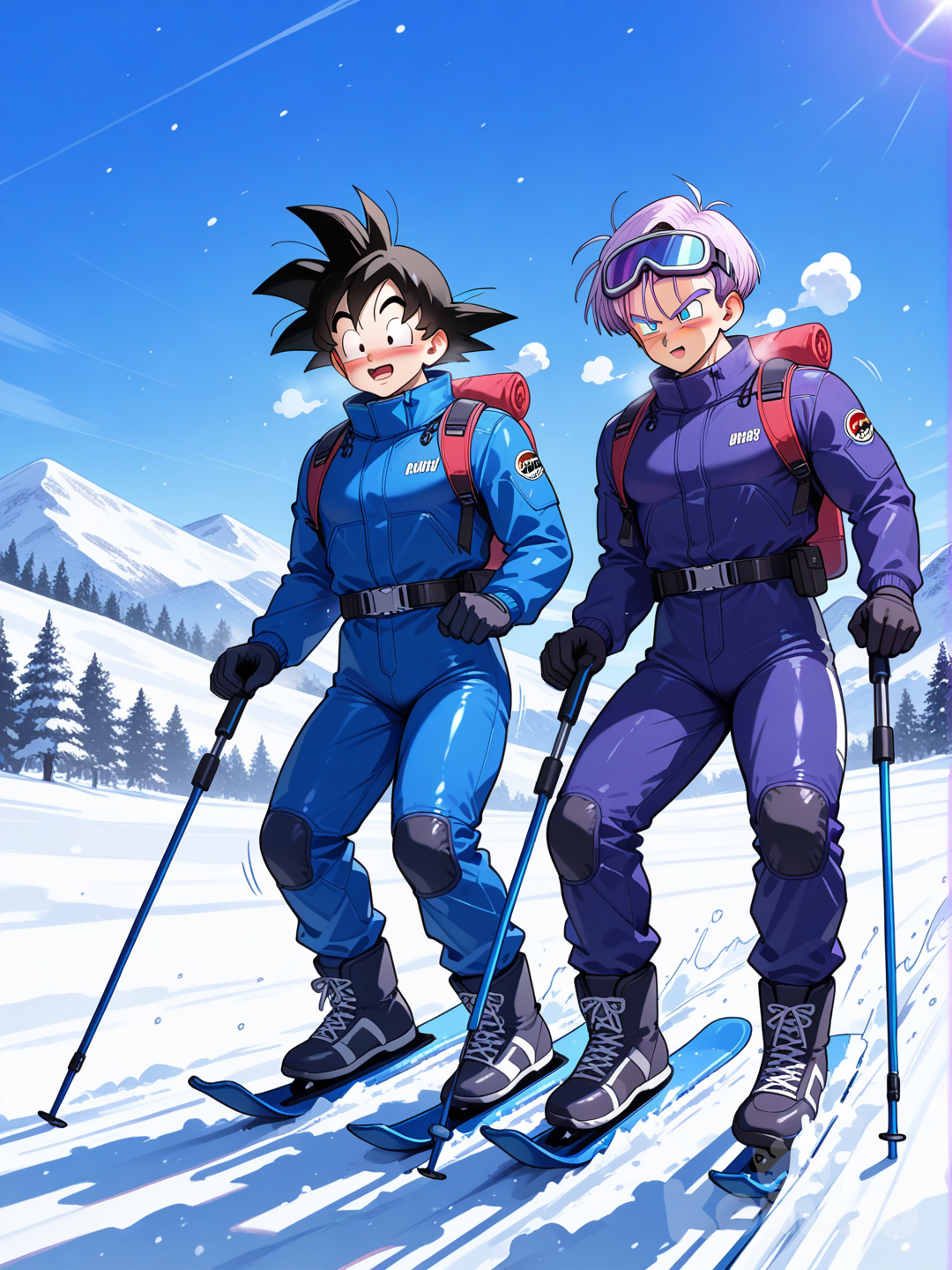 Goten and Trunks skiing