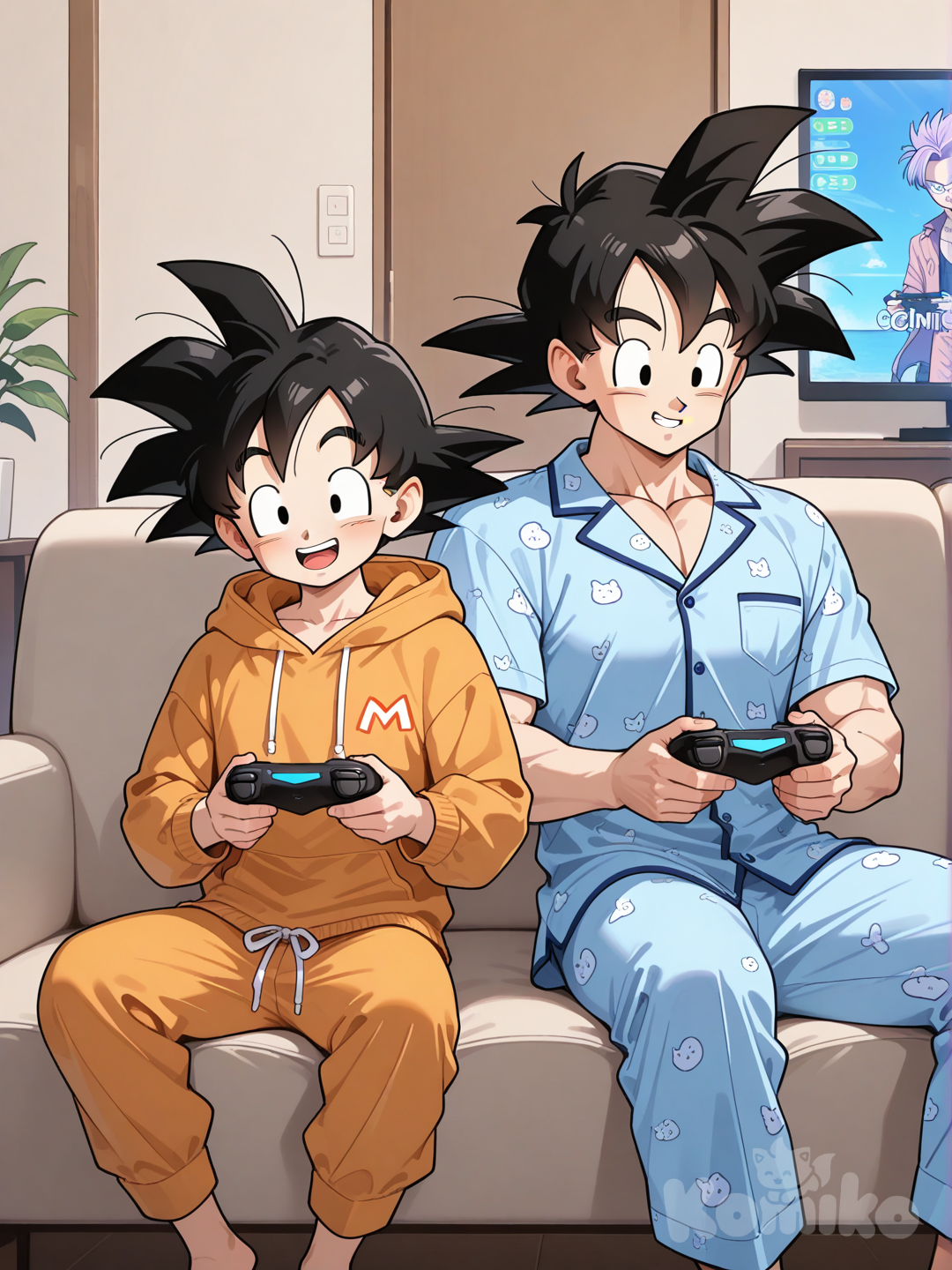 Goten and Goku gaming