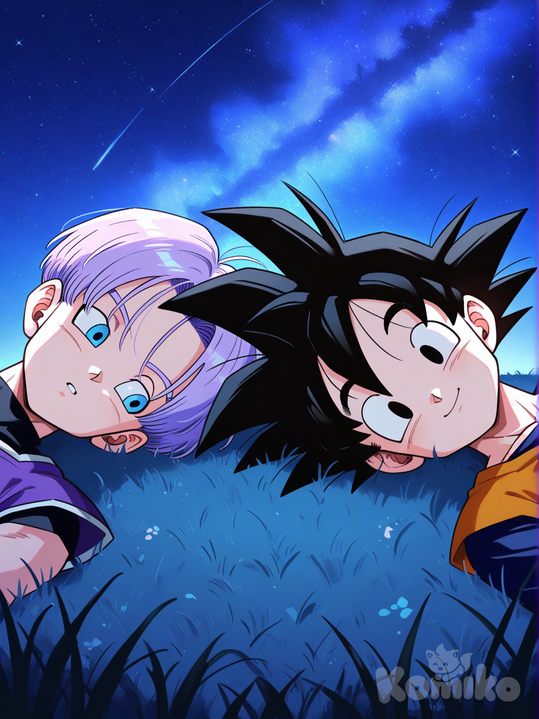 Trunks and Goten stargazing selfie