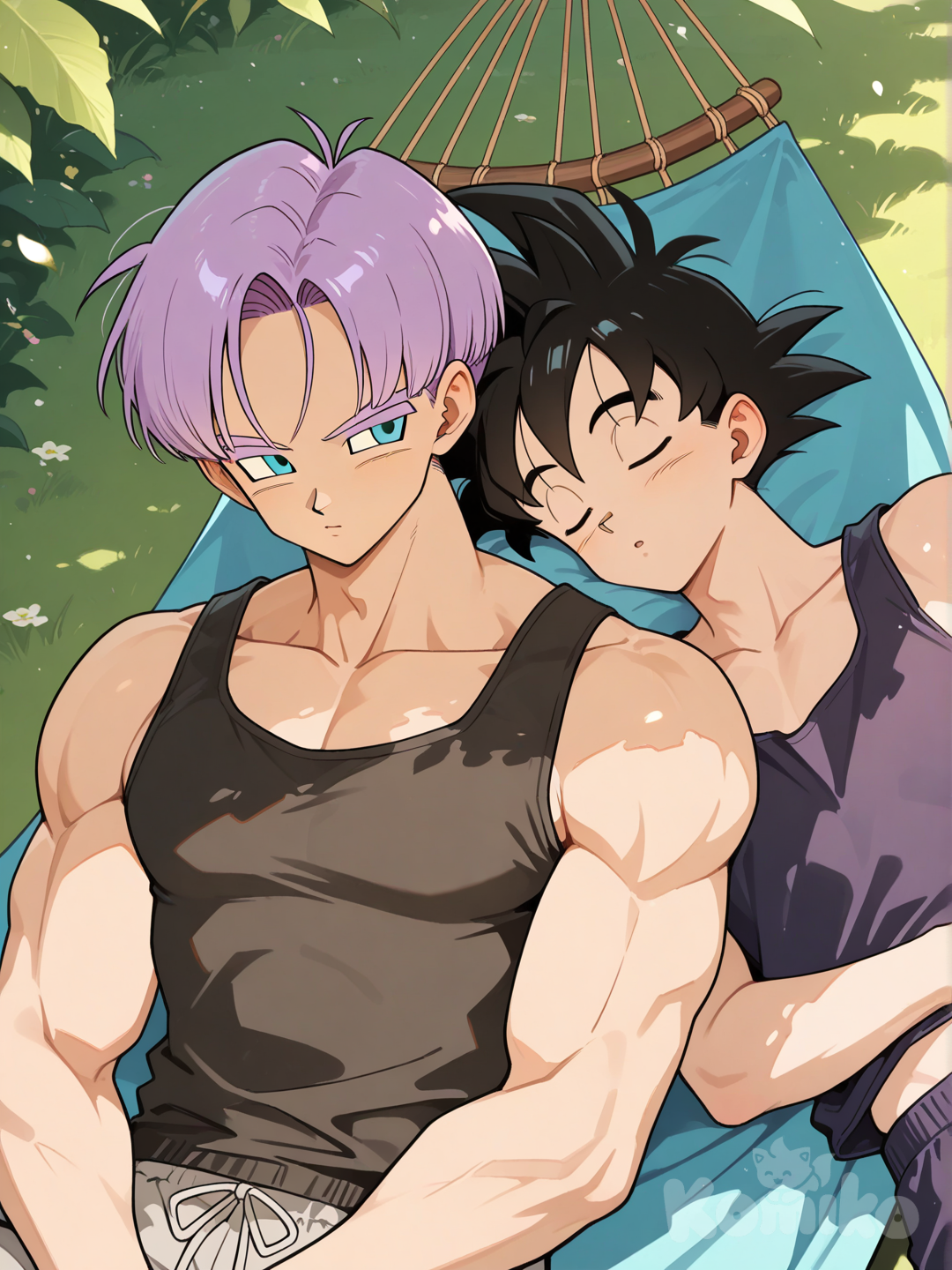 Trunks and Goten on hammock