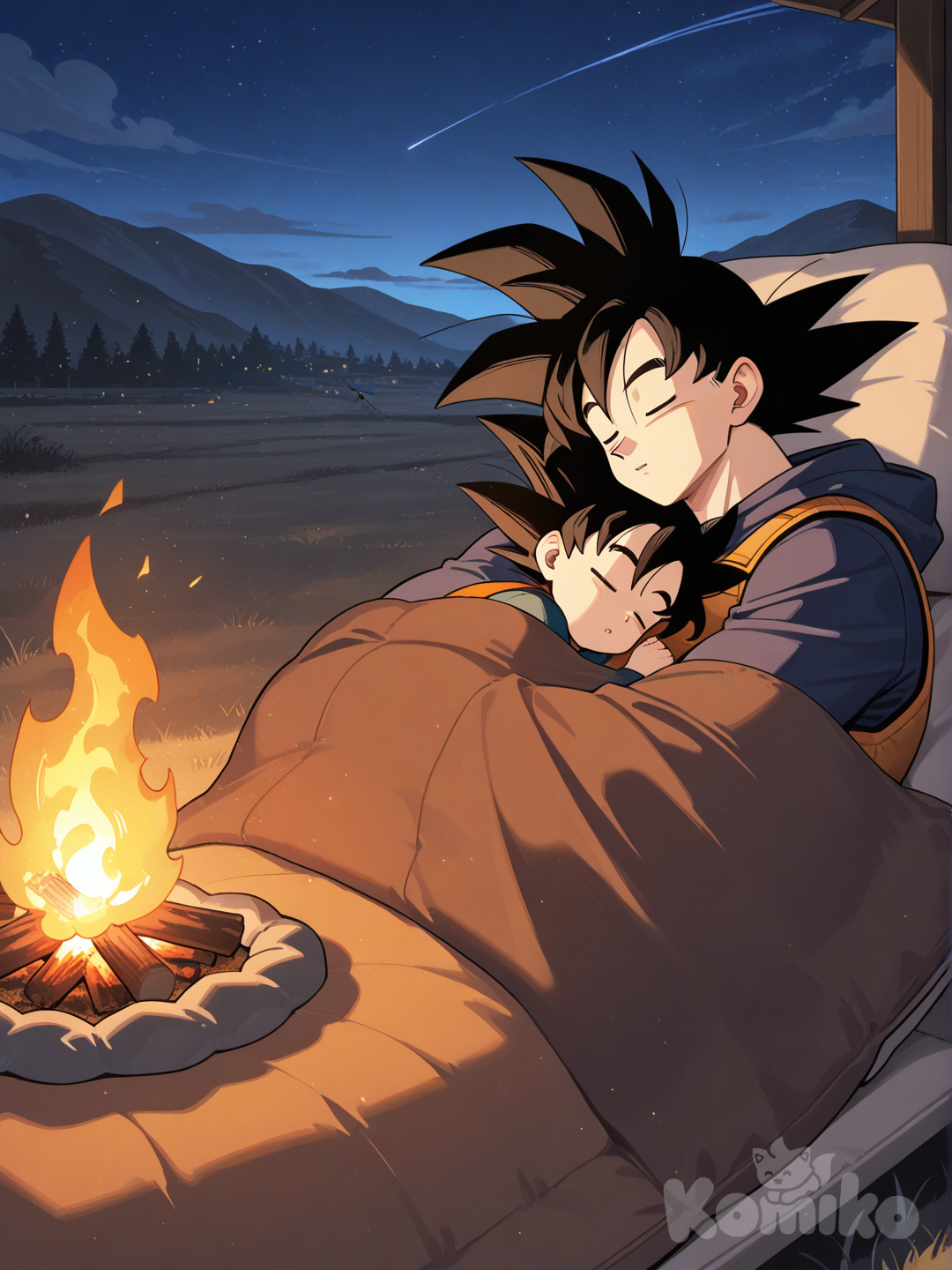 Goku and Goten - probably wouldn't put the fire there tho